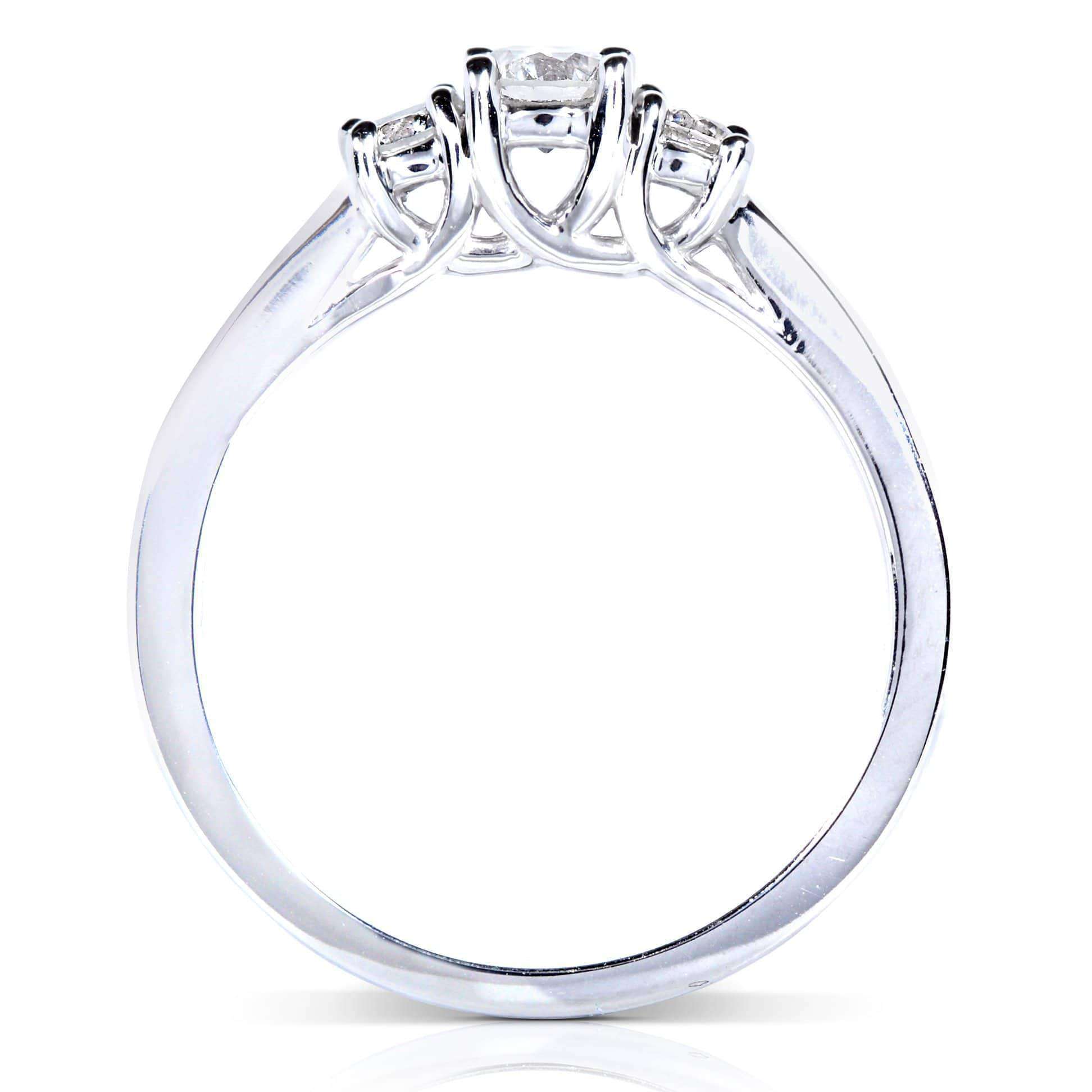 Kobelli Diamond 3-Stone Solid Shank Bridal Set 1/2ct.tw 14k White Gold