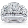 Kobelli Princess Diamond Wedding Ring Set 1 1/6 carat (ctw) in 14k White Gold