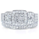 Kobelli Princess Diamond Wedding Ring Set 1 1/6 carat (ctw) in 14k White Gold