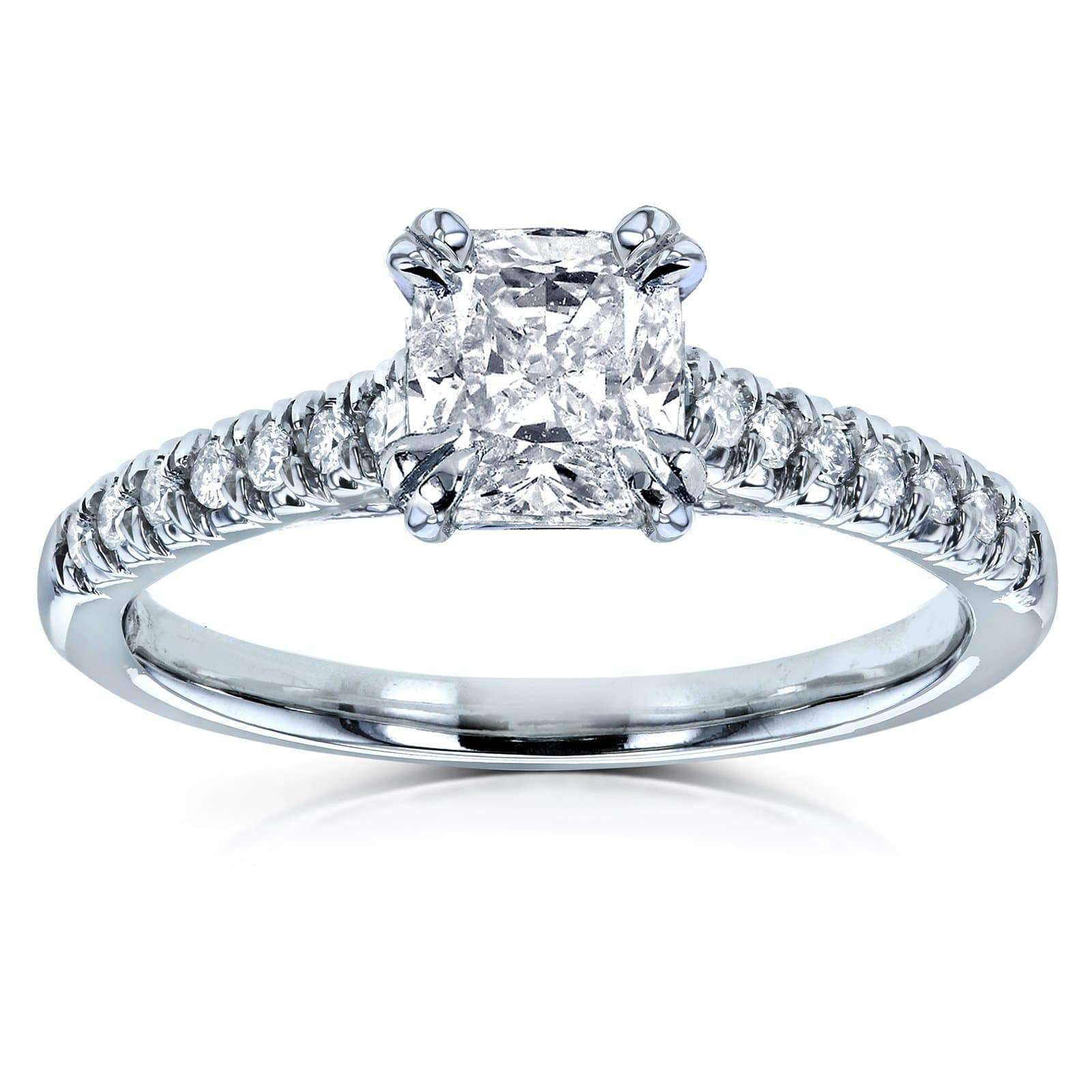 Kobelli Cushion 1ct Diamond French Pave Ring 14k White Gold