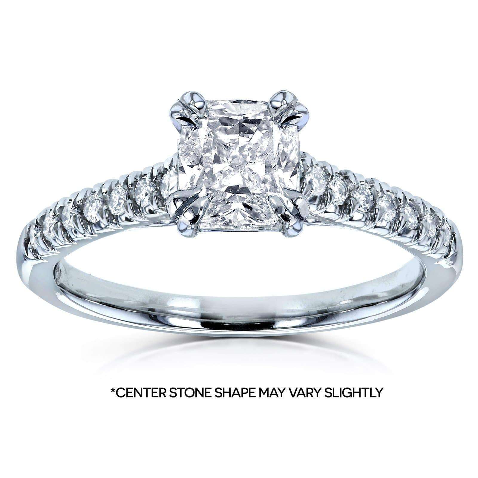 Kobelli Cushion 1ct Diamond French Pave Ring 14k White Gold