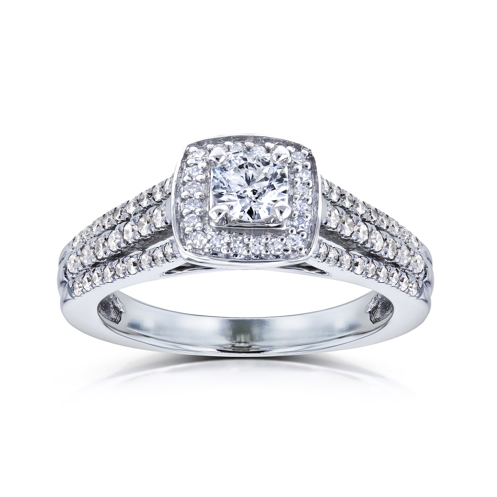 0.5 Carat Natural Diamond Multi-Row Halo Ring