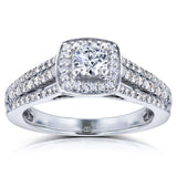 Kobelli 1/2ct.tw Multi-Row Diamond V-Bridge Halo Ring 14k White Gold