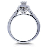 Kobelli 1/2ct.tw Multi-Row Diamond V-Bridge Halo Ring 14k White Gold