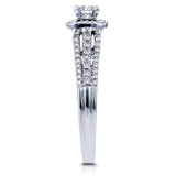Kobelli 1/2ct.tw Multi-Row Diamond V-Bridge Halo Ring 14k hvidguld
