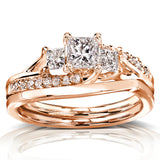 3-Stone Princess Diamond Bridal Set 1ct TDW