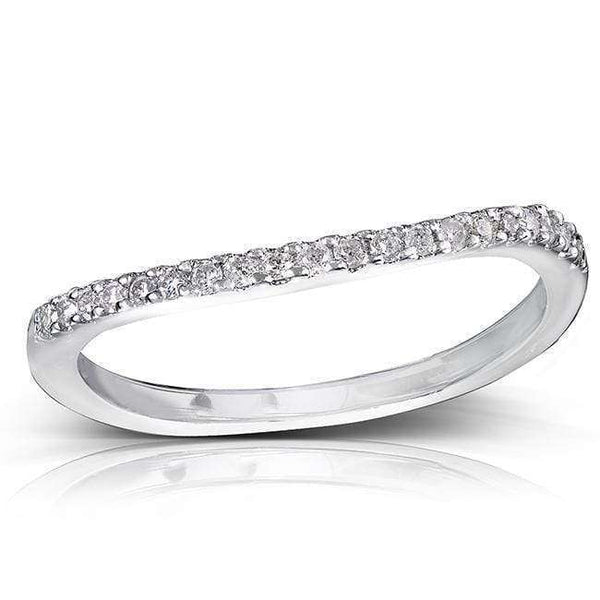 Kobelli Round Brilliant Diamond Curved Wedding Band 1/6 Carat (ctw) in 14K Gold 61670D_4.5_WG