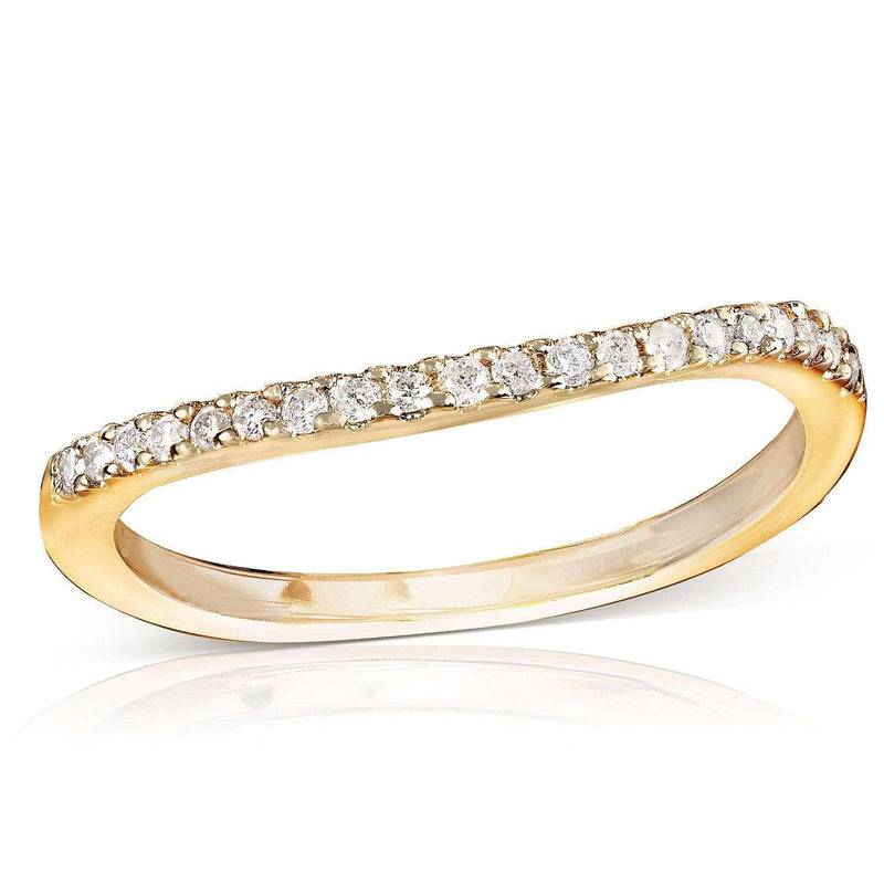 Kobelli Round Brilliant Diamond Curved Wedding Band 1/6 Carat (ctw) in 14K Gold 61670D_4.5_YG