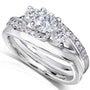 Kobelli Round Diamond Bridal Set Ring 1 Carat (ctw) in 14k White Gold Option