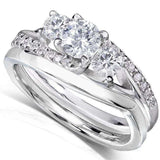 Kobelli Round Diamond Bridal Set Ring 1 Carat (ctw) in 14k White Gold Option