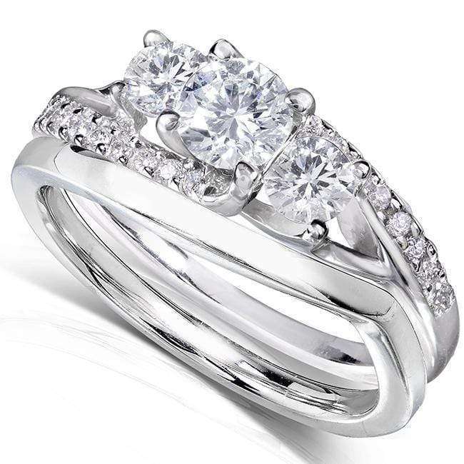 Kobelli Round Diamond Bridal Set Ring 1 Carat (ctw) in 14k White Gold Option