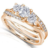 Kobelli Round Diamond Bridal Set Ring 1 Carat (ctw) in 14k Yellow Gold Option