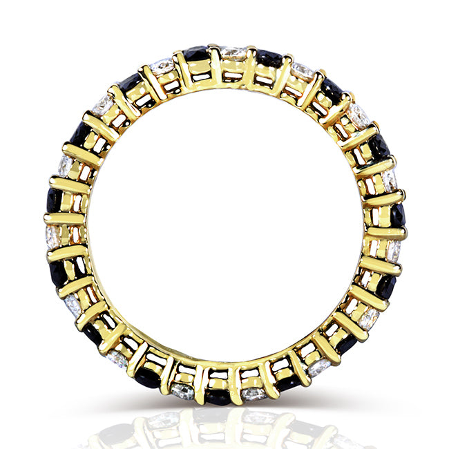 1 Carat Black & White Natural Diamond Eternity Alternating Ring