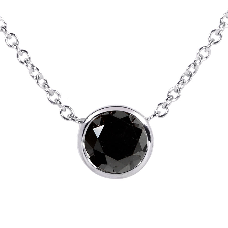 1 Carat Black Diamond Solitaire Lucy Necklace