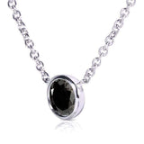 Kobelli Black Diamond 1/2 karat Solitaire Bezel Halskæde i 14K hvidguld (16" kæde) 61716R-50BK-W