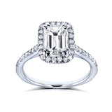 1 karat naturlig diamant smaragdskuren Halo Ring