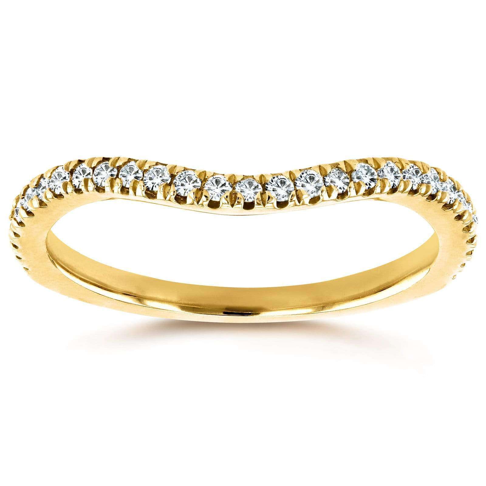Kobelli Curved Round Diamond Wedding Ring Band 1/5 CTW 14k Yellow Gold