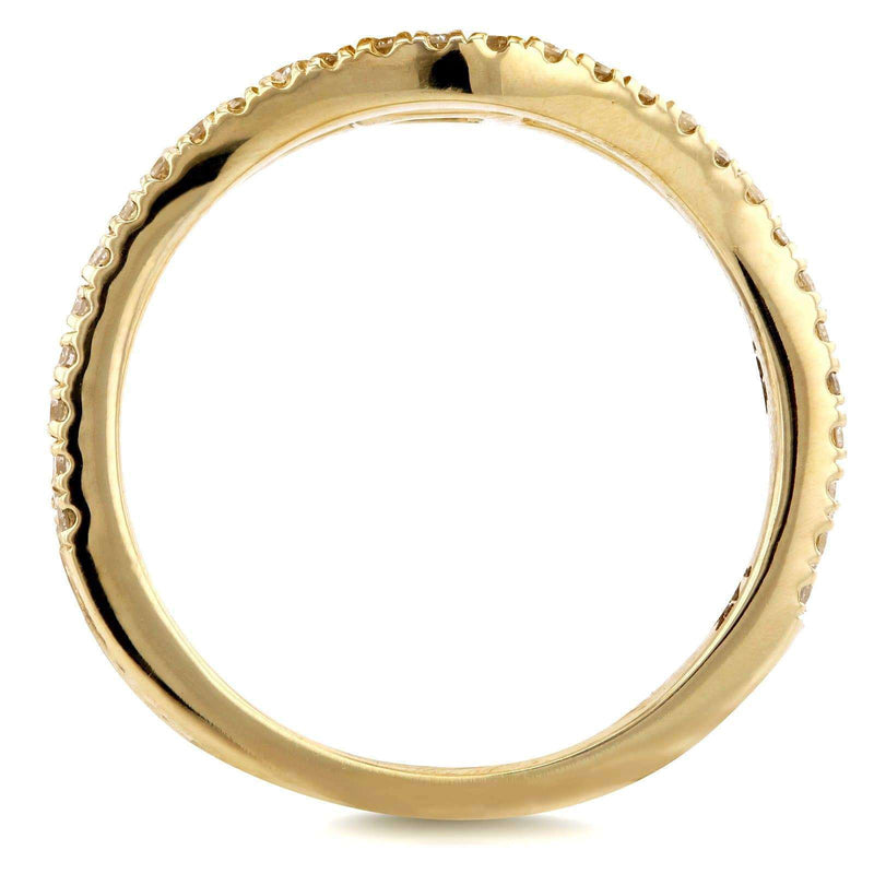 Kobelli Curved Round Diamond Wedding Ring Band 1/5 CTW 14k Yellow Gold