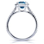 Kobelli Emerald Cut Swiss Blue Topaz and Diamond Halo Ring 1 3/4ct CTW 14k White Gold