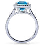 Kobelli Emerald Cut Swiss Blue Topaz and Diamond Halo Ring 3ct CTW 14k White Gold