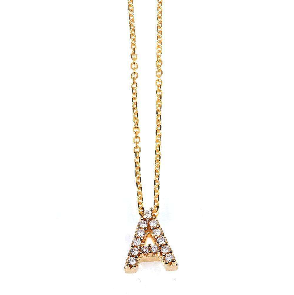Kobelli Small A-Z Letter Diamond Pendant Gold 61787/A