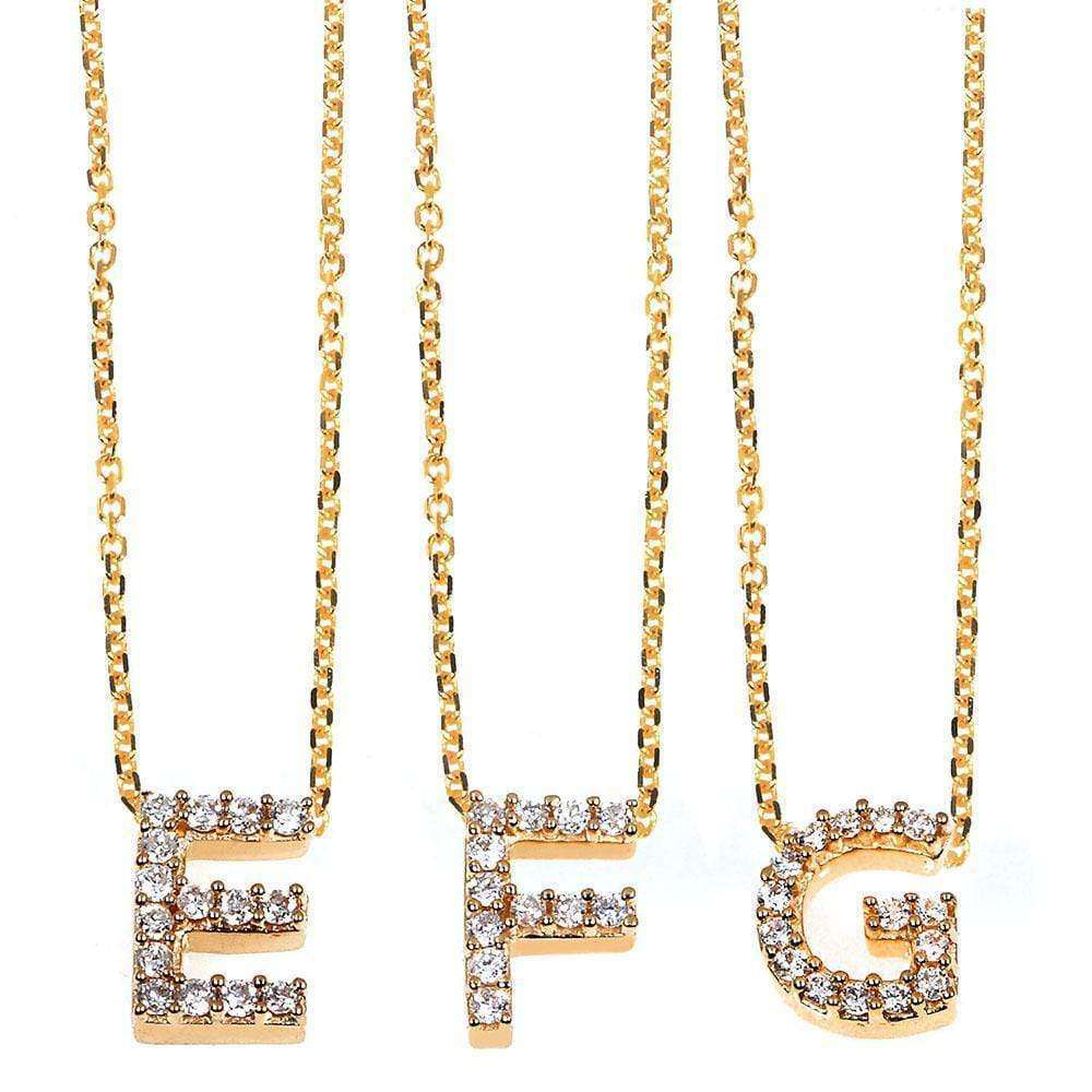 Kobelli Small A-Z Letter Diamond Pendant Gold