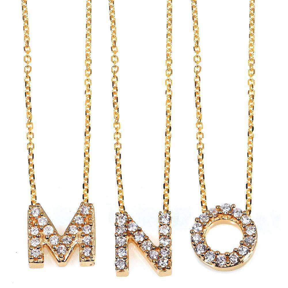 Kobelli Small A-Z Letter Diamond Pendant Gold