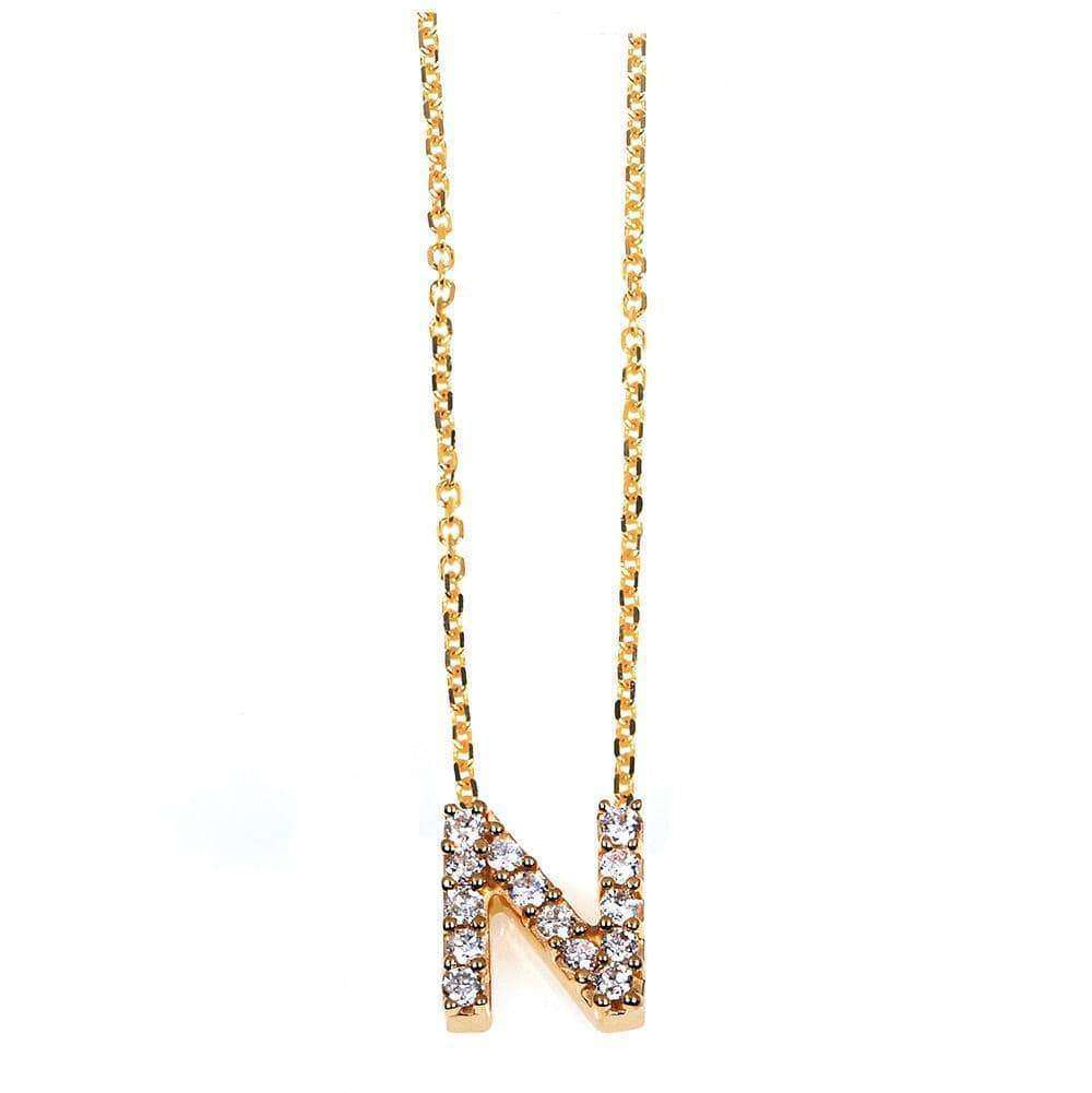 Kobelli Small A-Z Letter Diamond Pendant Gold 61787/N