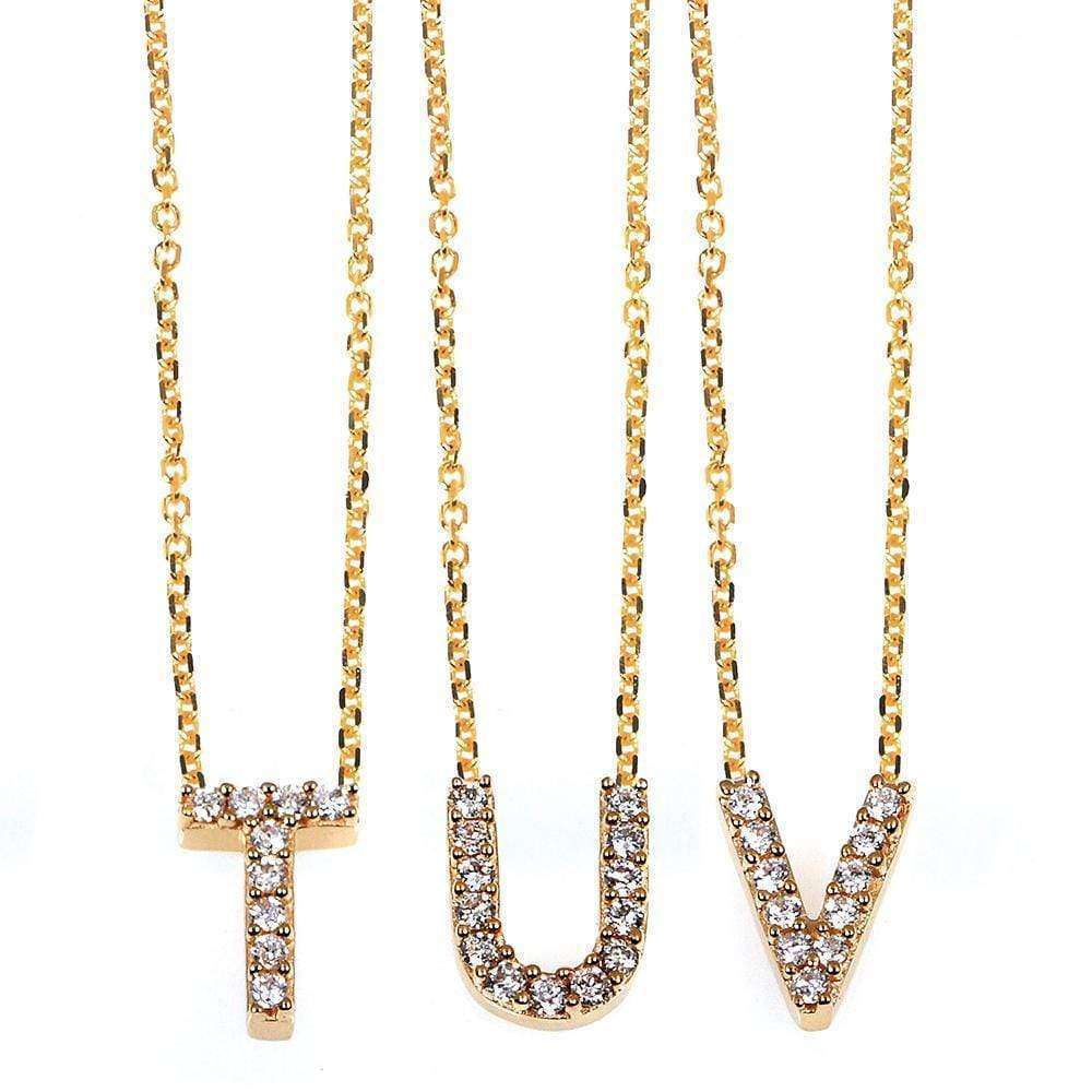 Kobelli Small A-Z Letter Diamond Pendant Gold