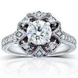 Kobelli Antiker Verlobungsring mit Diamant im Vintage-Stil im Rundschliff, 1 1/5 Karat (ctw) aus 14 Karat Gold