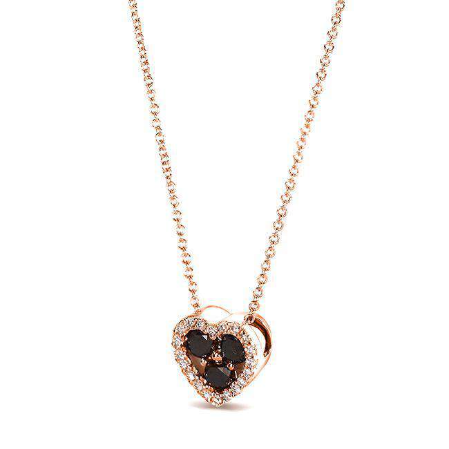 Pingente em formato de coração com diamante preto e branco de 2/5 quilates (ctw) em ouro 10k (corrente de 16")