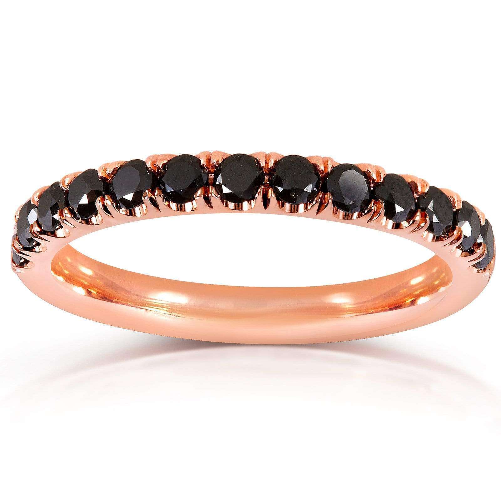 Kobelli Black Diamond Comfort Fit Flame French Pave Band 1/2 carat (ctw) in 14K Rose Gold