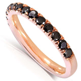 Kobelli Black Diamond Comfort Fit Flame French Pave Band 1/2 quilate (ctw) em ouro rosa 14K