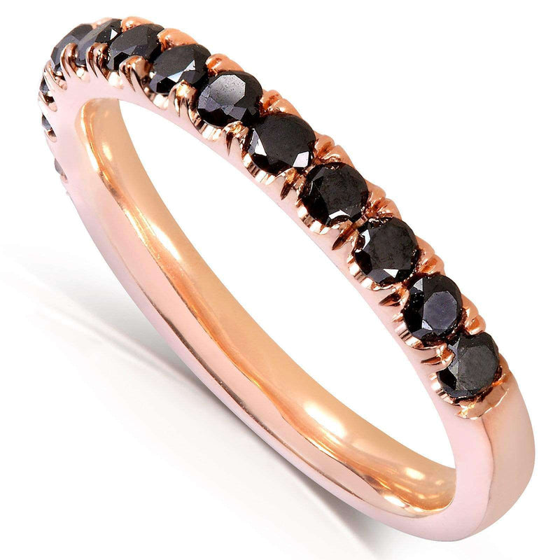 Kobelli Black Diamond Comfort Fit Flame French Pave Band 1/2 carat (ctw) in 14K Rose Gold