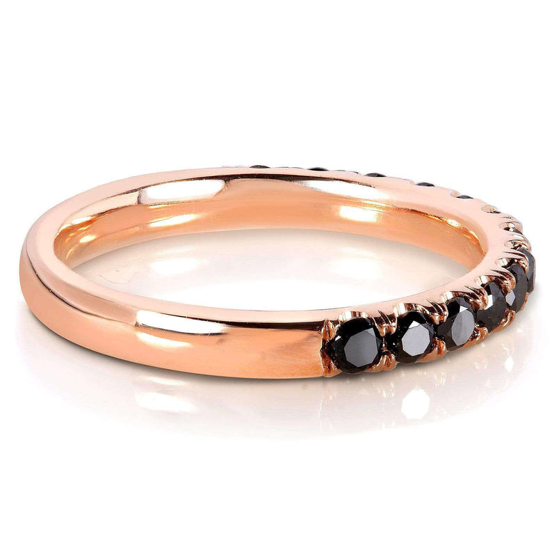 Kobelli Black Diamond Comfort Fit Flame French Pave Band 1/2 carat (ctw) in 14K Rose Gold