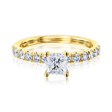anel de noivado com pavé francês de diamante princesa 1ct.tw