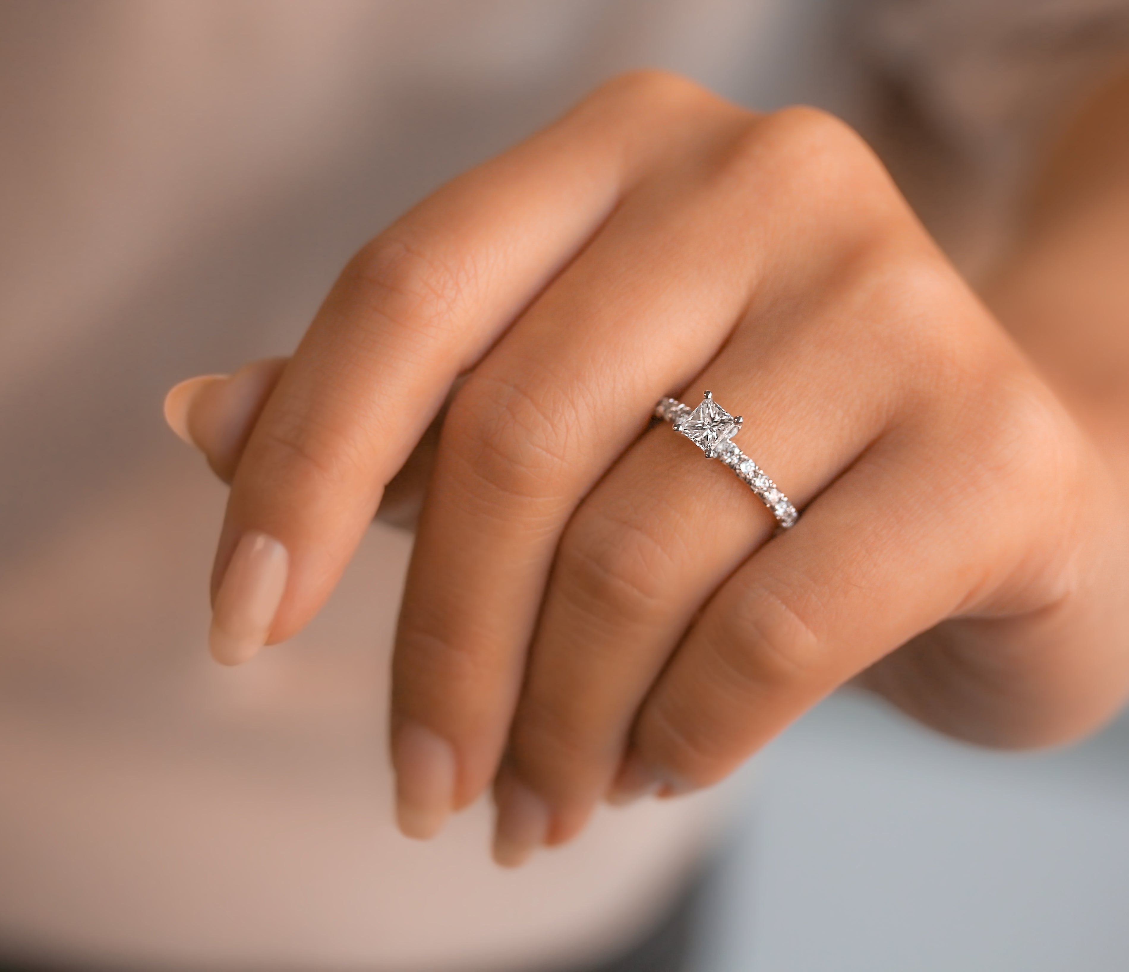 1 Carat Natural Diamond Princess Lyon Ring