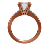 Moissanite and Lab Grown Diamond Engagement Ring 1 3/4 CTW 14k Rose Gold (GH/VS, DEF/VS)