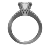 Round-cut Moissanite & Diamond Engagement Ring  2 1/10 Carat (ctw) in 14k White Gold
