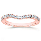 Aliança de casamento com diamante Kobelli curvada 1/5 ctw em ouro rosa 14k