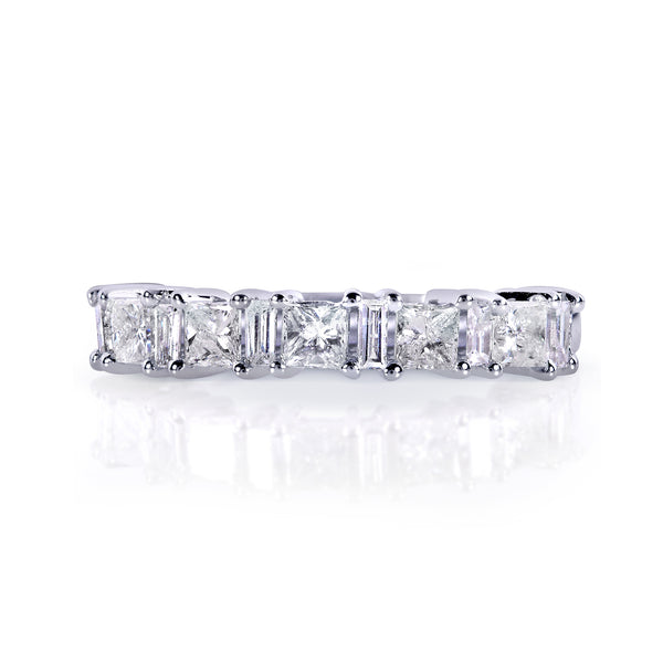 Princess-cut and Baguette Diamond Band 3/4 Carat (ctw) in 14k White Gold