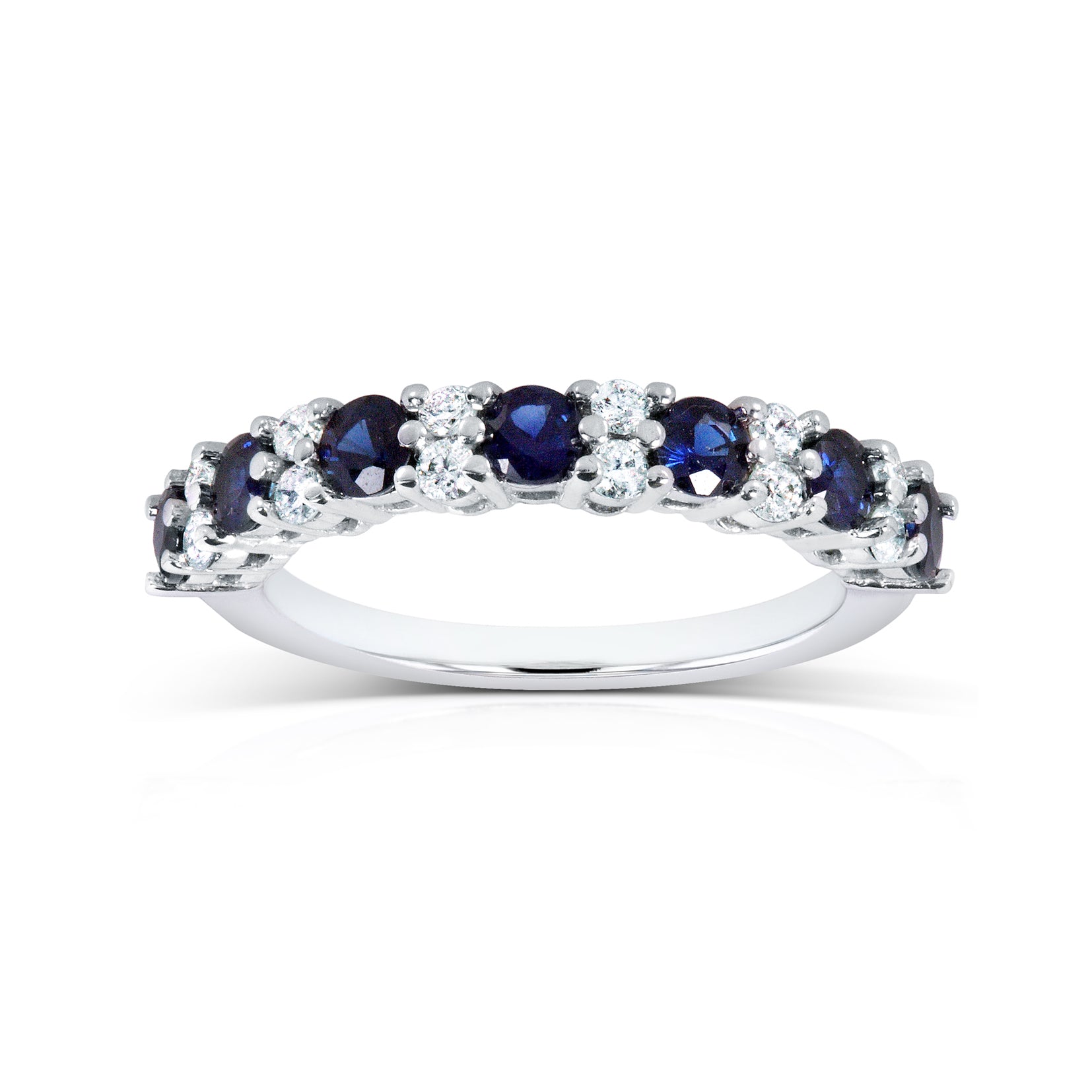 1 Carat Natural Diamond & Sapphire Alternating Semi Wide Ring