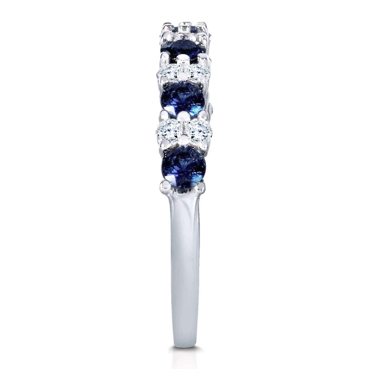 Kobelli Diamond and Blue Sapphire Band 1 carat (ctw) in 14k White Gold
