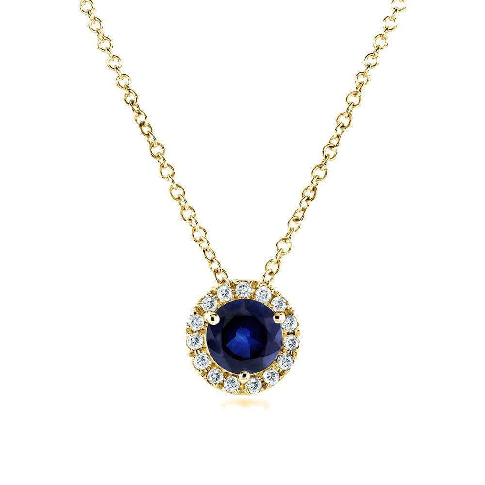 Kobelli Round Blue Sapphire and Diamond Necklace 4/5 Carat (ctw) in 14k Yellow Gold 61990RBS-Y