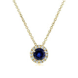 Kobelli rund blå safir och diamant halsband 4/5 karat (ctw) i 14k gult guld 61990RBS-Y
