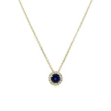 Kobelli Round Blue Sapphire and Diamond Necklace 4/5 Carat (ctw) in 14k Yellow Gold 61990RBS-Y