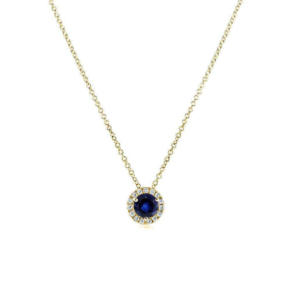 Kobelli Round Blue Sapphire and Diamond Necklace 4/5 Carat (ctw) in 14k Yellow Gold 61990RBS-Y