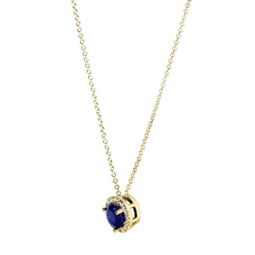 Kobelli Round Blue Sapphire and Diamond Necklace 4/5 Carat (ctw) in 14k Yellow Gold 61990RBS-Y