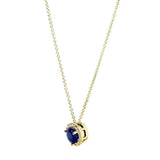 Kobelli rund blå safir og diamant halskjede 4/5 karat (ctw) i 14k gult gull 61990RBS-Y