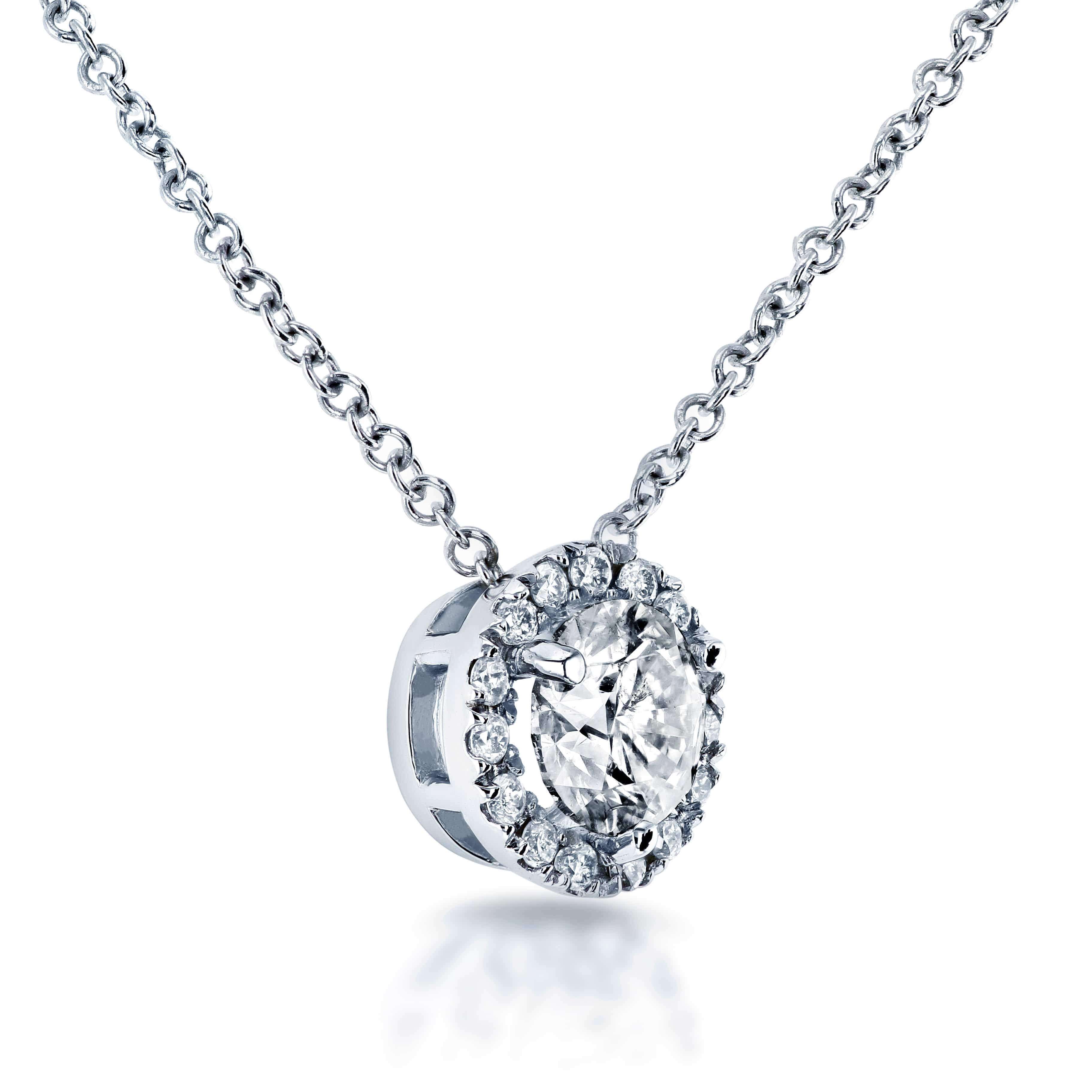 Kobelli Circle Diamond Halo Necklace 3/5 Carat (ctw) in 14k White Gold 61990